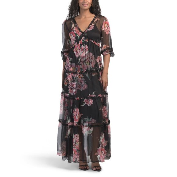 JOHNNY WAS Juliette 9466 Lizzy Ruffle Maxi Dress